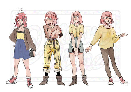 Outfit sketches for Iris (The Daily Devil Deeds))
